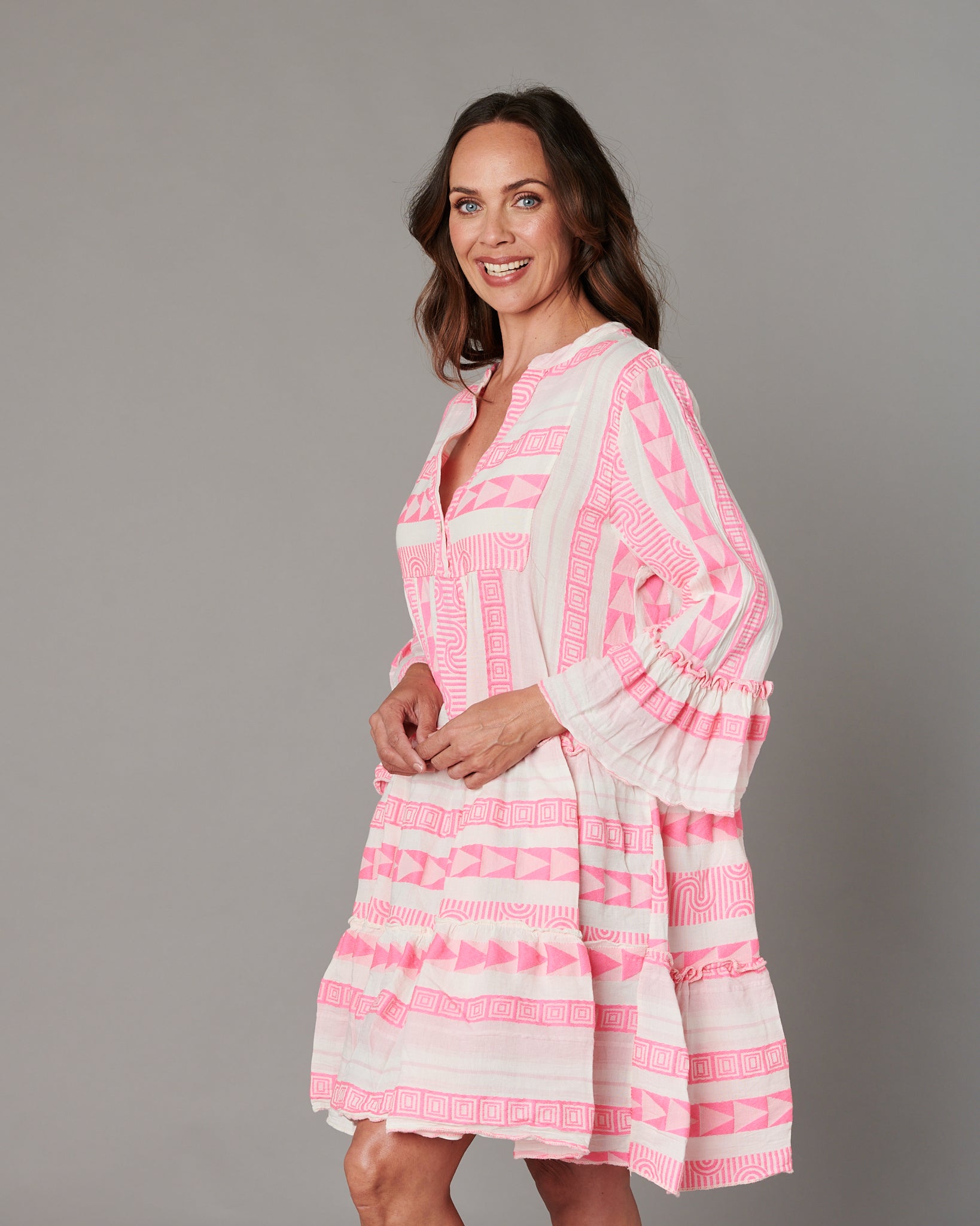 neon aztec dress Michael Neon Aztec Maxi Dress Elan
