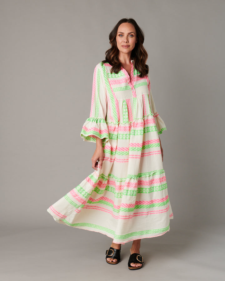 fitted lace wedding dress Aztec Maxi Tiered Sun Dress – Becky's Boutique main image 1