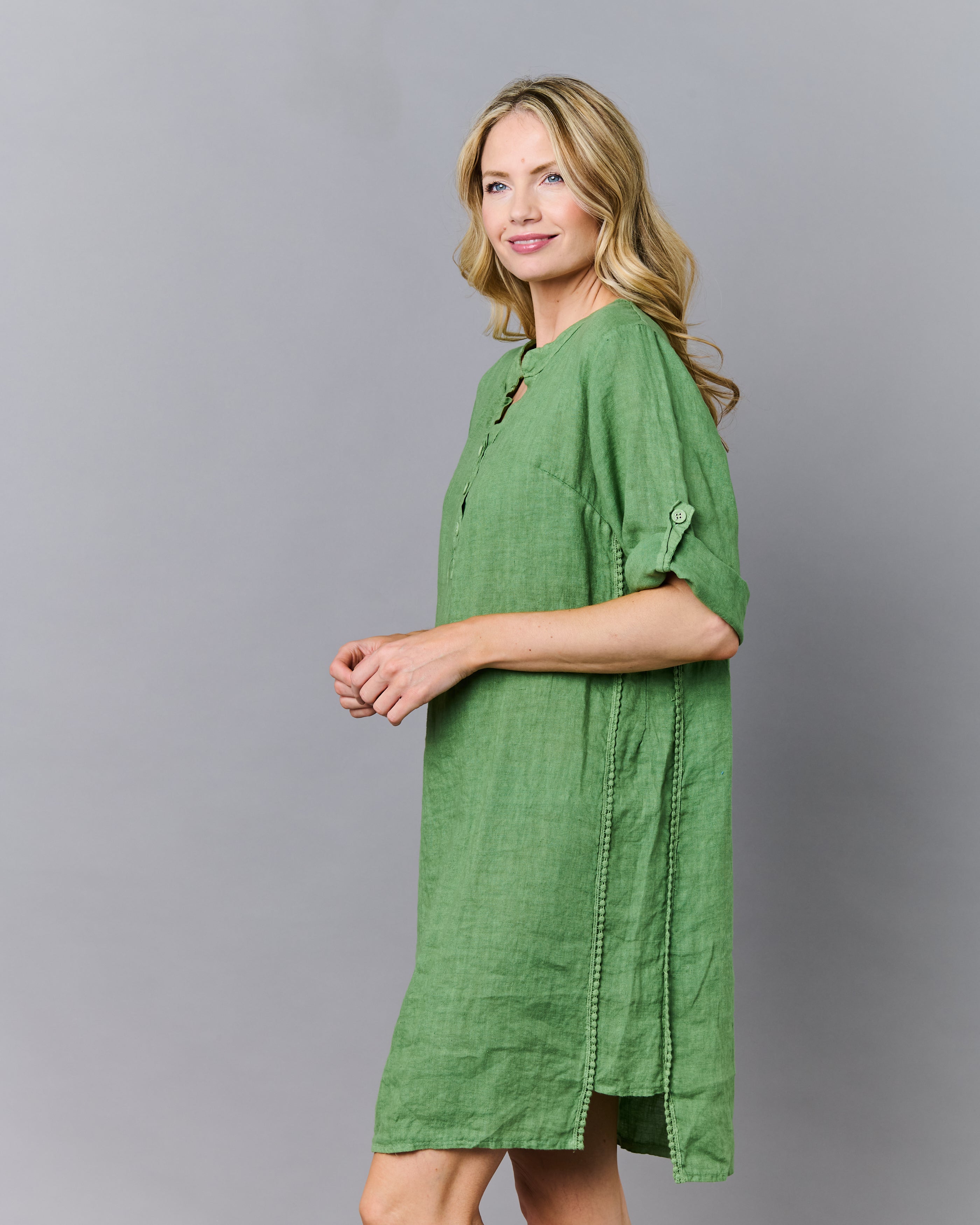 Band Collar Linen Dress Miss Sugar Band Collar Linen Dress Miss Sugar
