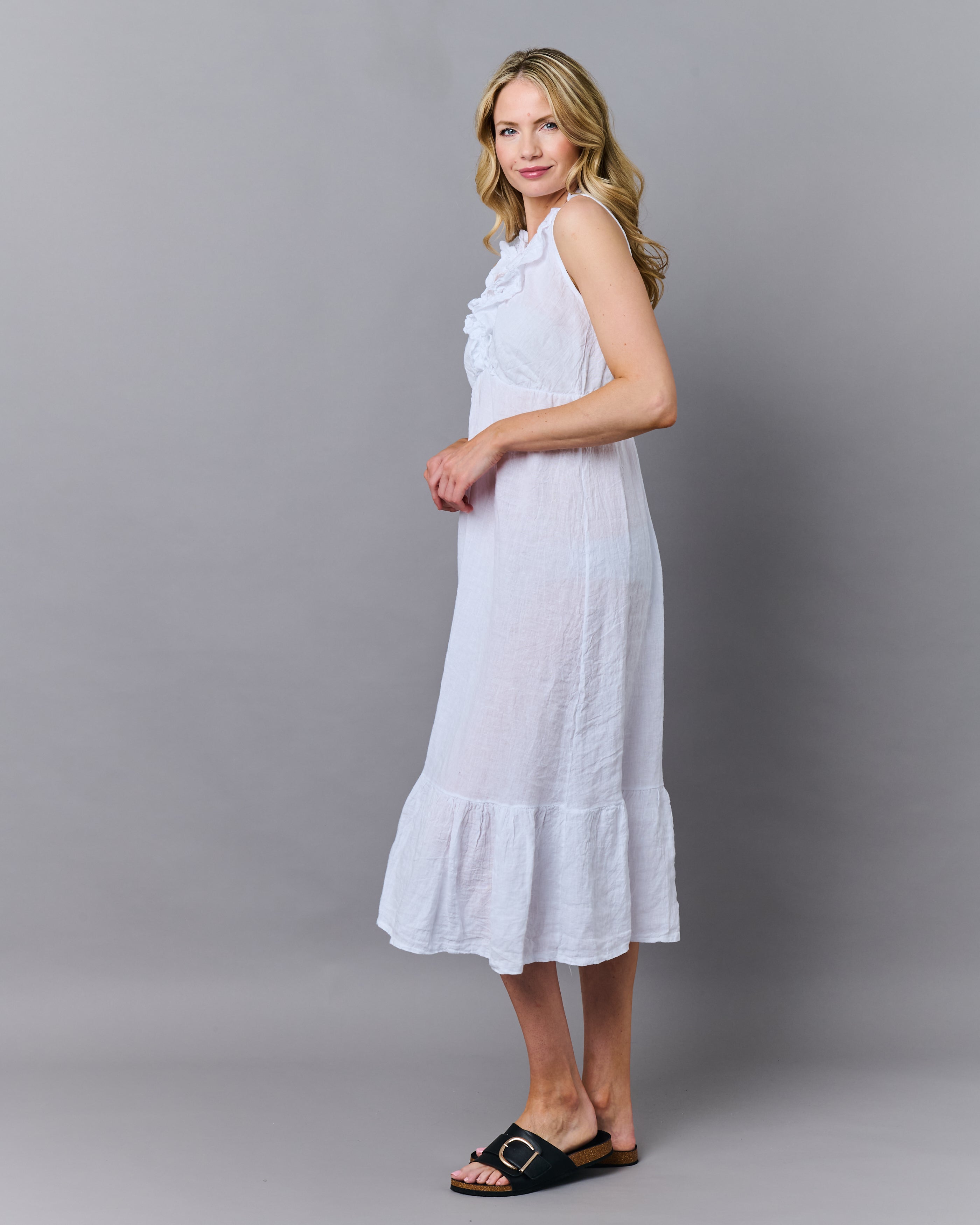 Linen Frill Dress Miss Sugar Linen Frill Dress Miss Sugar
