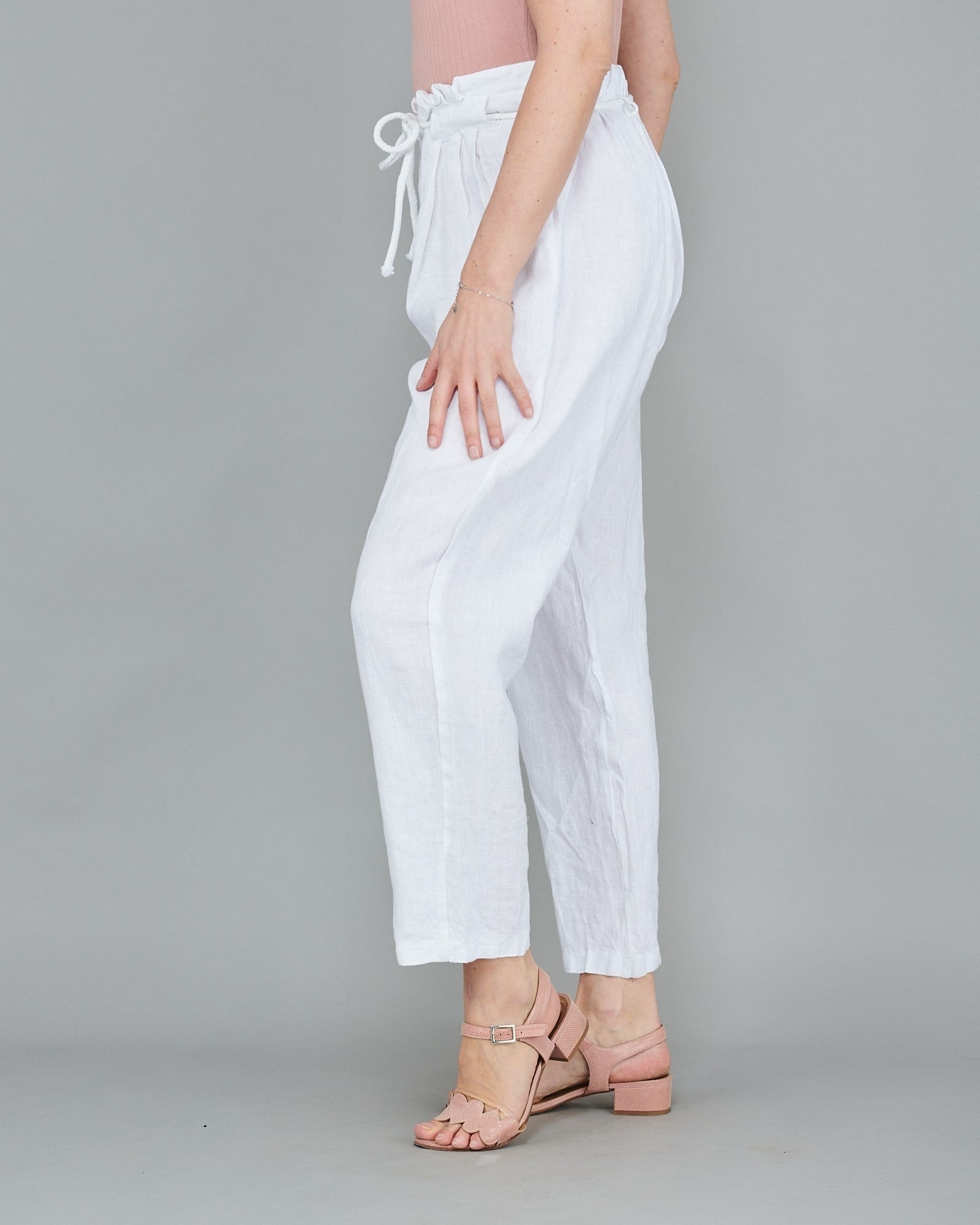 Relaxed Cotton Linen Trousers - Off White - ARKET